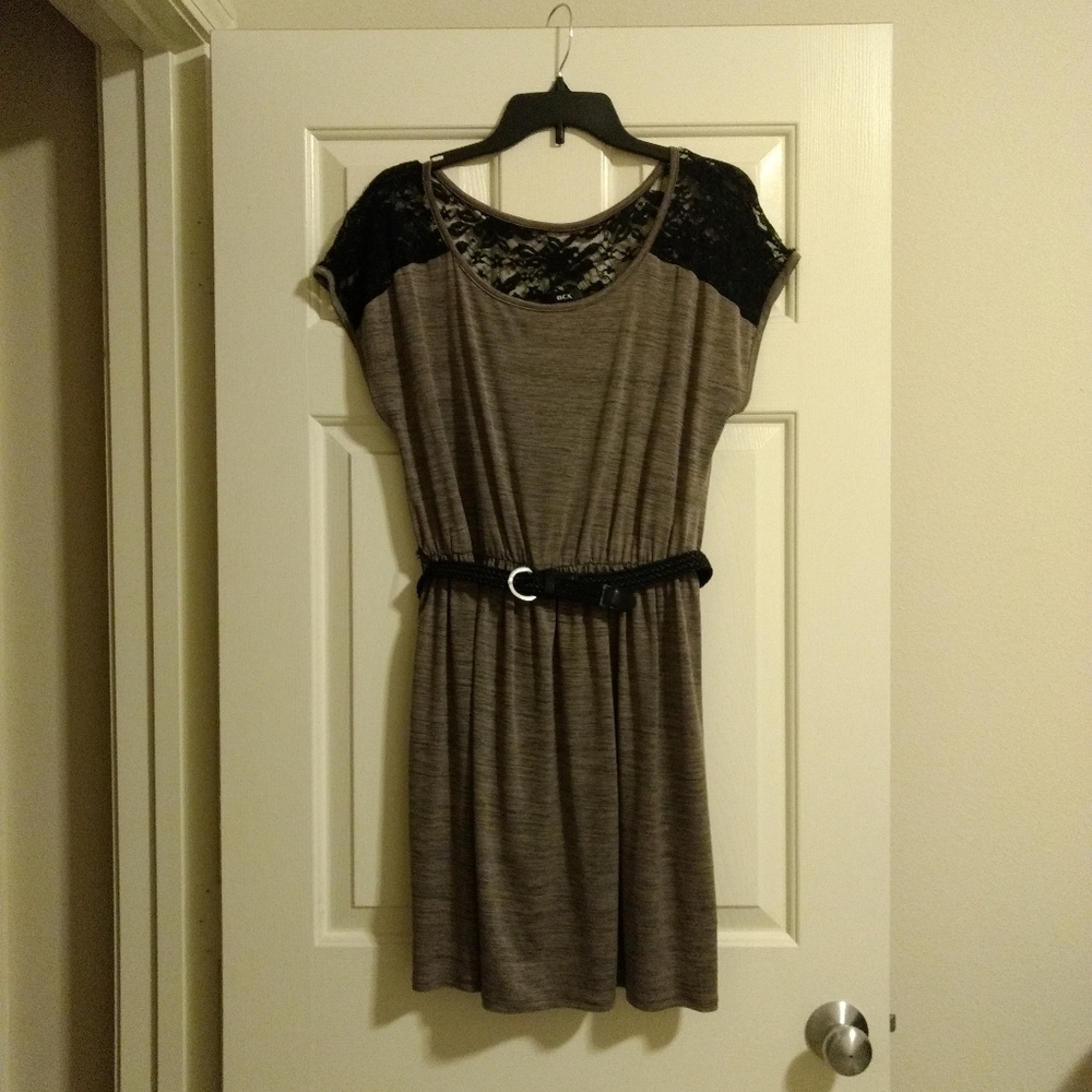BCX Grey and Black Lace Dress